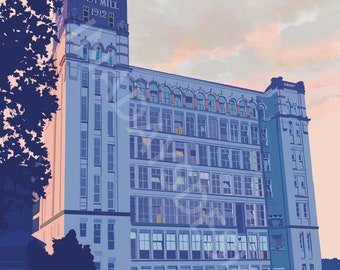 Belper East Mill Derbyshire Print: Vintage Style Travel Art