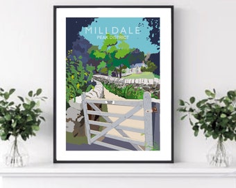 Milldale Derbyshire Travel Poster