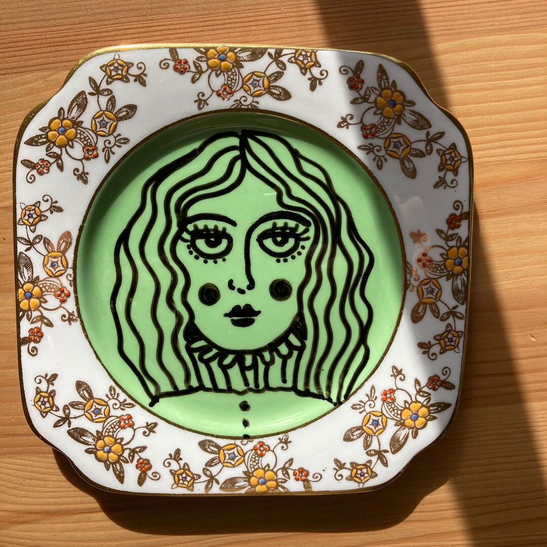 Illustrated Bone China Plate Upcycled Vintage Plate Etsy illustrated-bone-china-plate-upcycled-vintage-plate-etsy