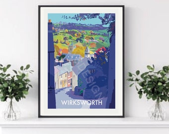 Wirksworth Derbyshire Print: Vintage Style Travel Illustration