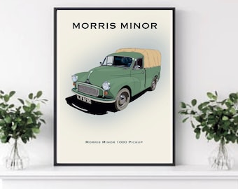 Morris Minor Pickup Truck Print: Classic Car Illustration (A4/A3)