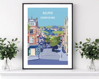 Belper Derbyshire Print: Vintage Style Travel Illustration