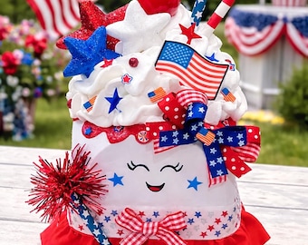 New! Patriotic XL Mega Marshmallow / Summer Marshmallow /4th of July Patriotic Decor / 4th of July Marshmallow / Patriotic Tiered Tray Decor