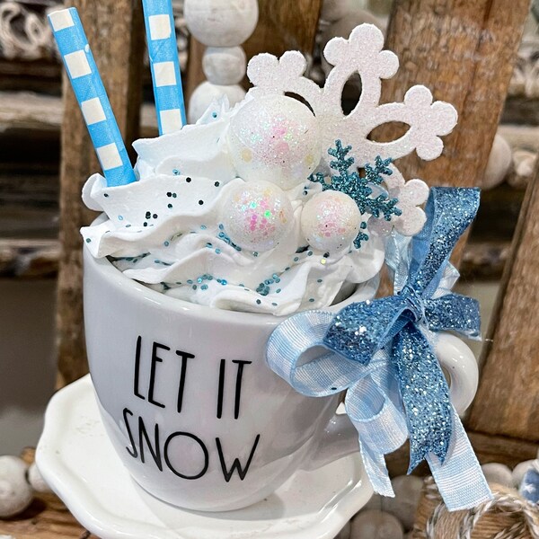 Let it Snow Winter Wonderland Mini Mug/ Snowflake/ Blue White/ Blue Christmas/ Rae Dunn Inspired/ Tiered Tray Decor/ Christmas Mug
