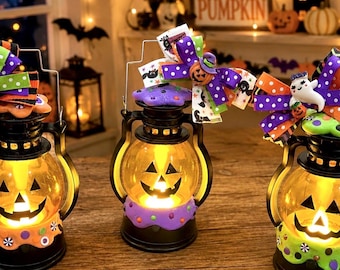 New! Halloween Mini Lanterns/ Choice of 3 Designs / Halloween Tiered Tray Decor / Halloween Jack-o-Lantern / 3 Halloween Pumpkin Lanterns