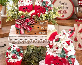 New! Watermelon Tiered Tray Decor / Watermelon Marshmallow Crate / Mega XL Marshmallow/ Cupcake / Summer Watermelon Decor / Picnic Decor