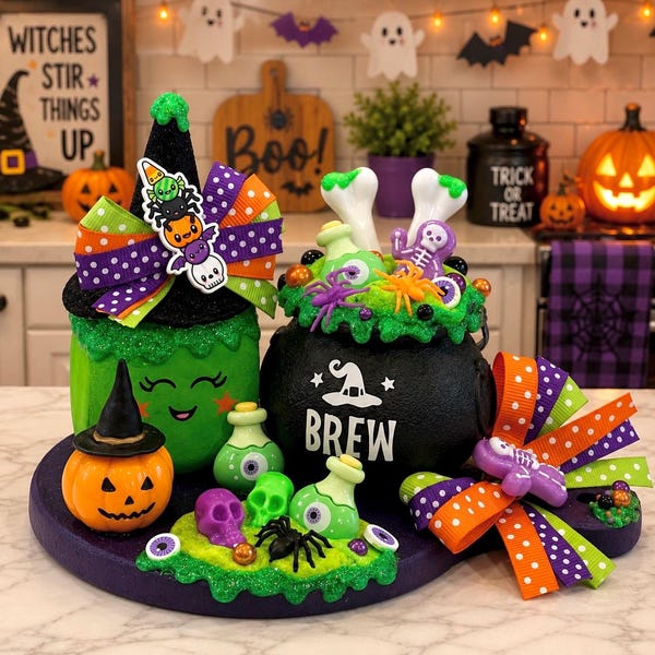 New! Halloween Witch Charcuterie Board / Halloween Decor / Witch Decor / Tiered Tray Decor / Witches Brew / Potion / Halloween Marshmallow