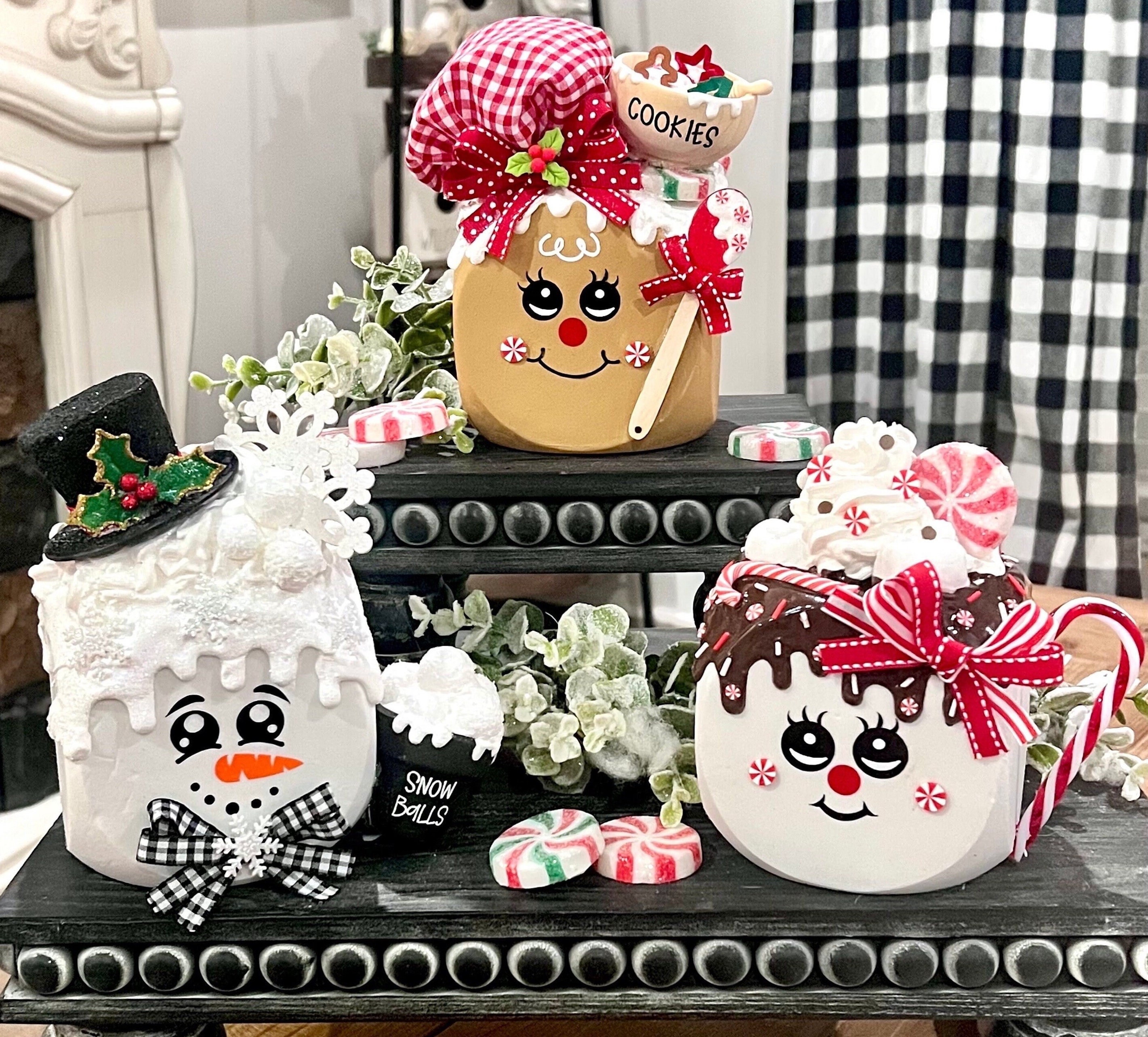 CHRISTMAS MEGA Size CUTIES / Large-Sized Marshmallows / Choice of 3 / Gingerbread / Snowman / Hot Cocoa /  Christmas Tiered Tray Decor