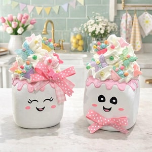 New! LIMITED! Spring Marshmallow Duo/ Boy or Girl / Spring Tiered Tray Decor / Spring Tray Decor / Tulips / Butteflies/ Spring Shelf Sitter
