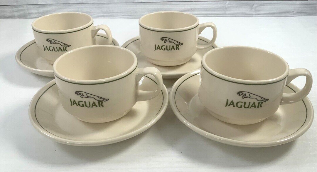 Steelite Jaguar Cups and Saucers Set of 4 International Staffordshire ...