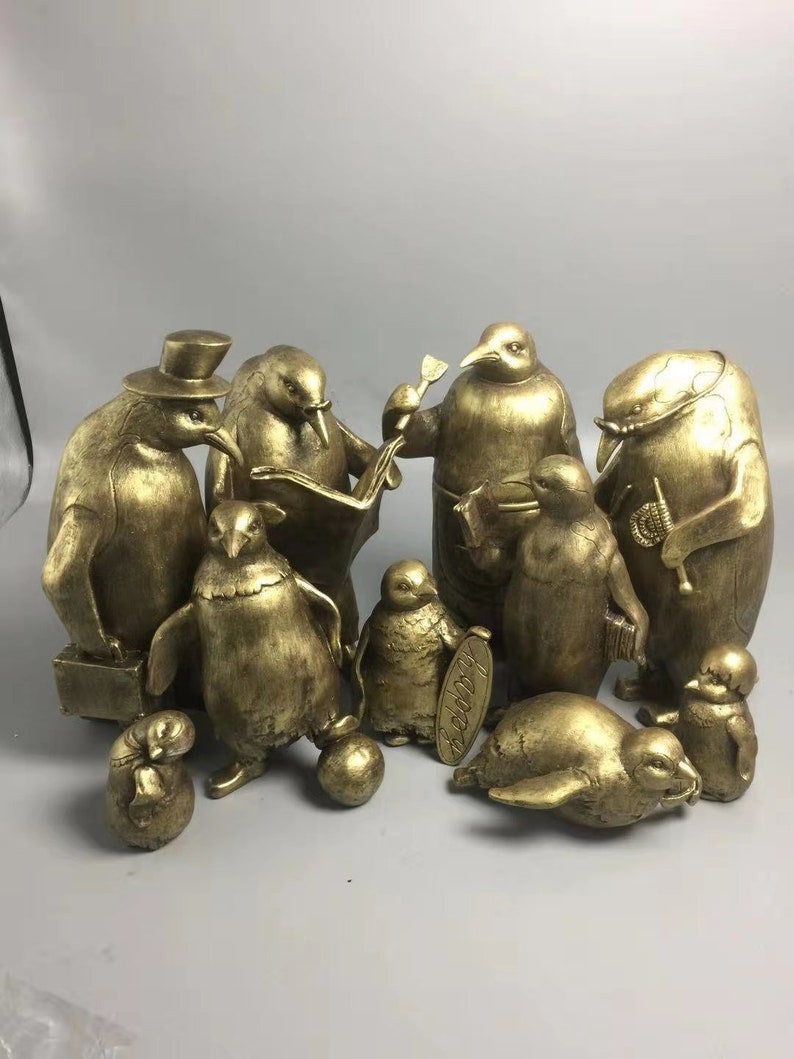 Available in 3 Colors: Bronze, Black, /& White 7.5 Painting Penguin Build Your Own Penguin Family Collection Sculpture