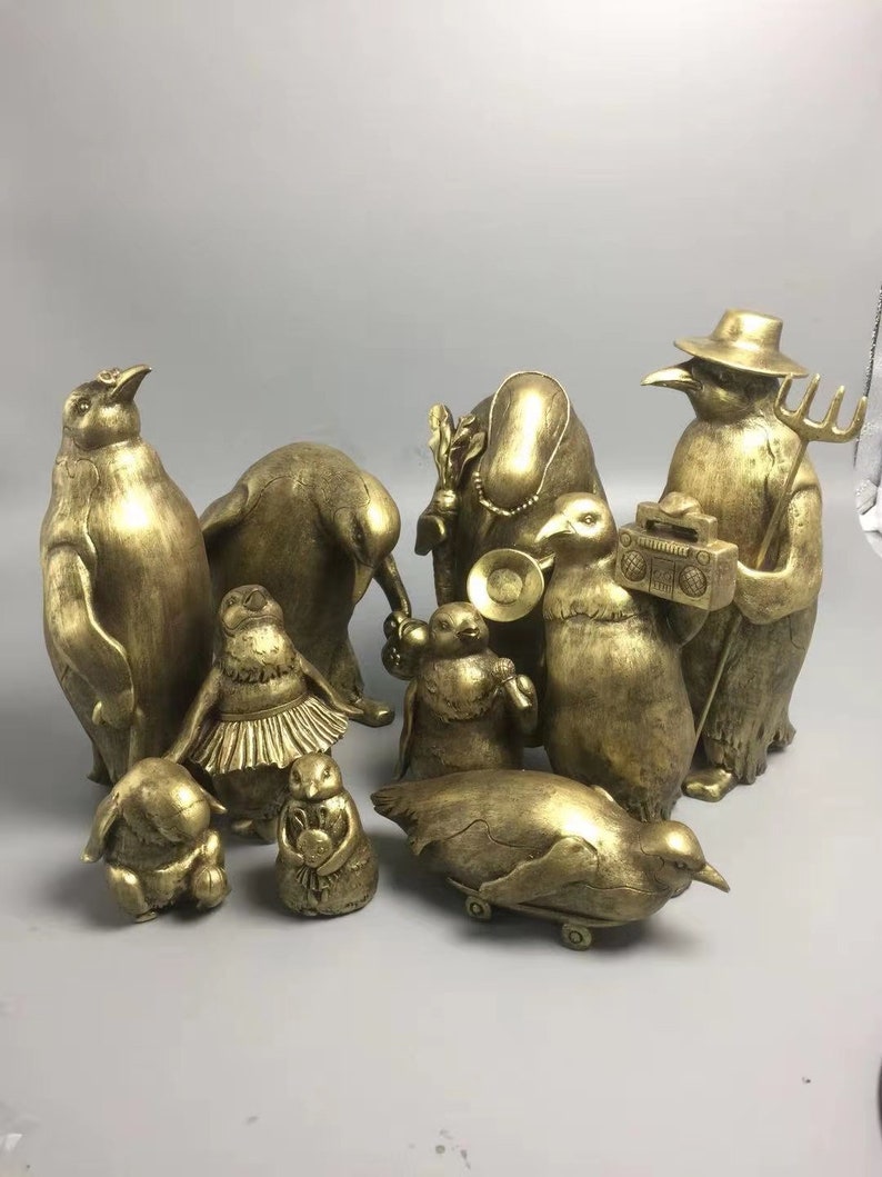 Available in 3 Colors: Bronze, Black, /& White 7.5 Painting Penguin Build Your Own Penguin Family Collection Sculpture