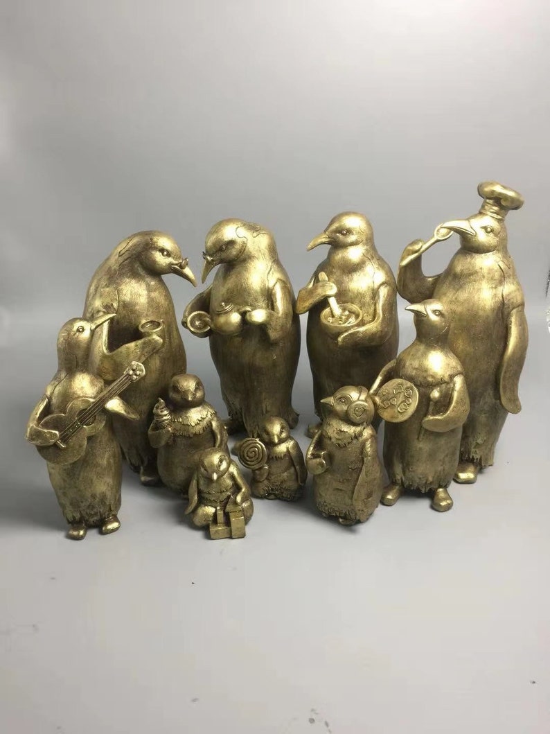 Available in 3 Colors: Bronze, Black, /& White 7.5 Painting Penguin Build Your Own Penguin Family Collection Sculpture
