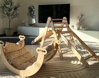 Montessori Climbing 4in1 Set - Climbing Triangle + Climbing Arch + Climber frame - Montessori Playground - Toddler gifts, Montessori climber