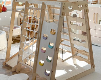 Montessori Climbing Gym: Wooden Indoor Playground Set for Toddlers
