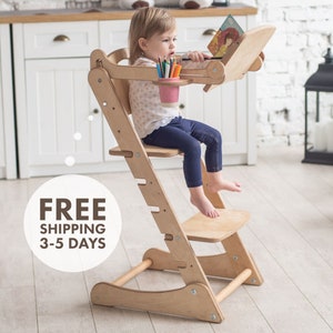 Montessori tower - Toddler gift, Montessori baby kitchen chair - Toddler tower + Toddler step stool - Montessori stool - Toddler high chair