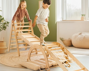 Montessori Climbing Set: Arch, Triangle, Slide - Baby Play Gym