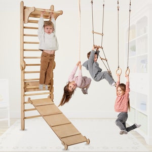 Swedish wall ladder for kids furniture, Toddler gym, Indoor play gym, Kids gym ,Toddler climbing wall, Toddler climbing gym, Sprossenwand