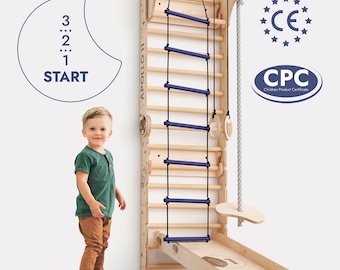 Apollo 6-in-1 Swedish Wall & Moon Swing Set – NASA-Inspired Indoor Climbing Frame for Kids
