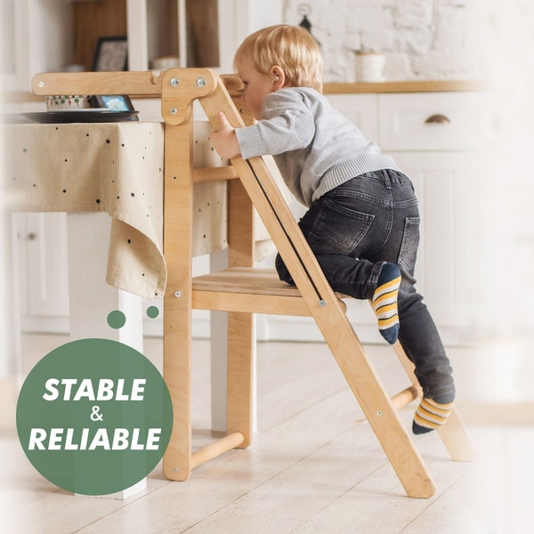 Küchenturm-Helfer, Geschenk für Kinder, klappbarer Lern-Toddler-Turm, Tritthocker für Kleinkinder, Möbel im Montessori-Stil