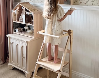Foldable Montessori Tower: Birch Wood Step Stool