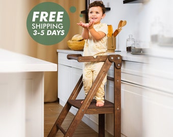 Gift for kid, Foldable Learning toddler tower, Toddler step stool, Toddler gifts for kids, Furniture Montessori Kitchen tower helper