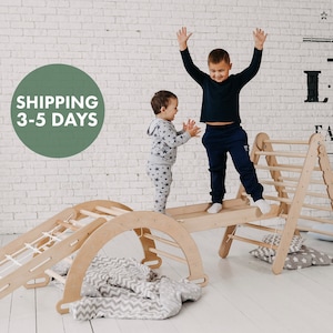 Kids furniture Toddler climbing triangle set, Triangle climber,  Toddler gym, Toddler playground, Montessori climber, Montessori furniture