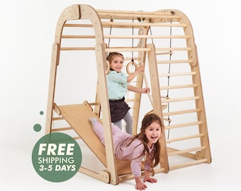 Cadeau voor peuter, Binnenspeeltuin voor kinderen, Montessori-klimset, Buitenspelen, Buitenspeelgoed, Binnenschommel, Peuterklimhal, Jungle gym