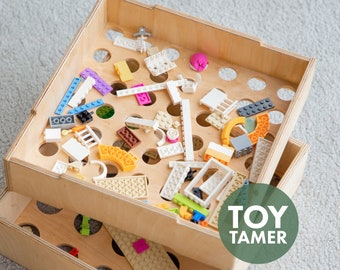 Regalo para juguetes y juegos para niños Almacenamiento de juguetes, Caja de juguetes de construcción, Clasificador de ladrillos, Bandeja de ladrillos, Organizador de ladrillos, Juguetes para bebés y niños pequeños Muebles para niños