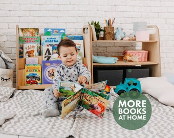 Montessori boekenplank, Montessori plank, kinderboekenplank, kinderboekenplank, Montessori meubilair, speelgoedopslag, peuter Montessori boekenkast