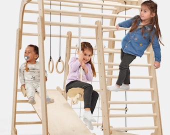 Montessori Climbing Gym: Birch Wood Indoor Playground for Toddlers