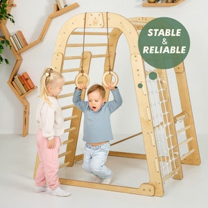 Toddler gift, Indoor Playground for kids, Montessori climbing set, Outdoor play, Outdoor toy, Indoor swing, Toddler climbing gym, Jungle gym image 9