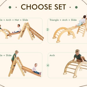 Kids room, Wooden Toys, Gift For kids toys, Montessori climber, Kids furniture, baby gift, Indoor playground, climbing arch with pillow image 5