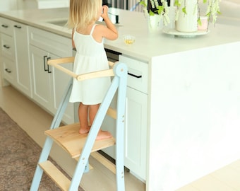 Foldable Montessori Toddler Tower: Anti-Tip Kitchen Step Stool