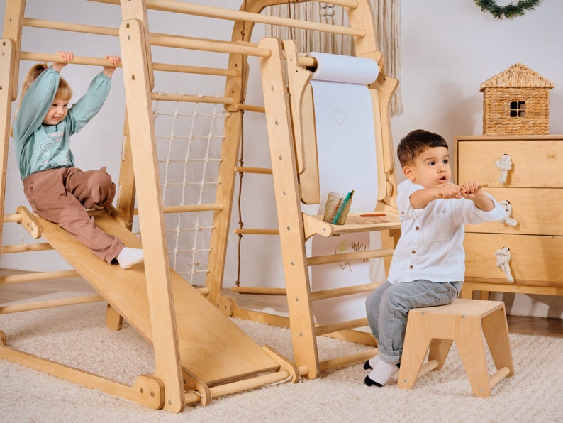 Toddler gift, Indoor Playground for kids, Montessori climbing set, Outdoor play, Outdoor toy, Indoor swing, Toddler climbing gym, Jungle gym image 6