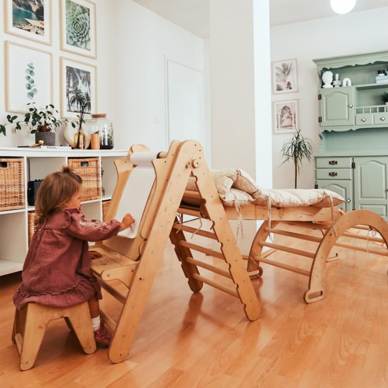 Montessoriklimmer, klimdriehoek en boog, peuterklimzaal, montessori, cadeaus voor kindermeubels, peuterspeelgoed 2 jaar afbeelding 19