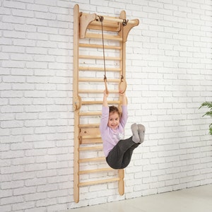Swedish Ladder, Climbing wall for kids, Indoor playground, Toddler climbing gym, Montessori play gym, Montessori climber, Kids furniture image 6