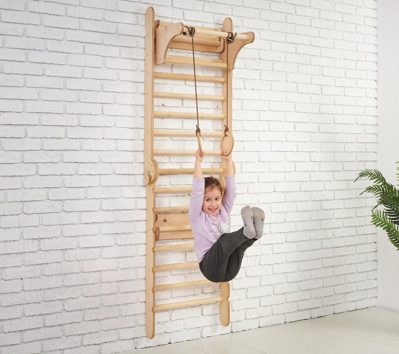Swedish Ladder, Climbing wall for kids, Indoor playground, Toddler climbing gym, Montessori play gym, Montessori climber, Kids furniture image 6