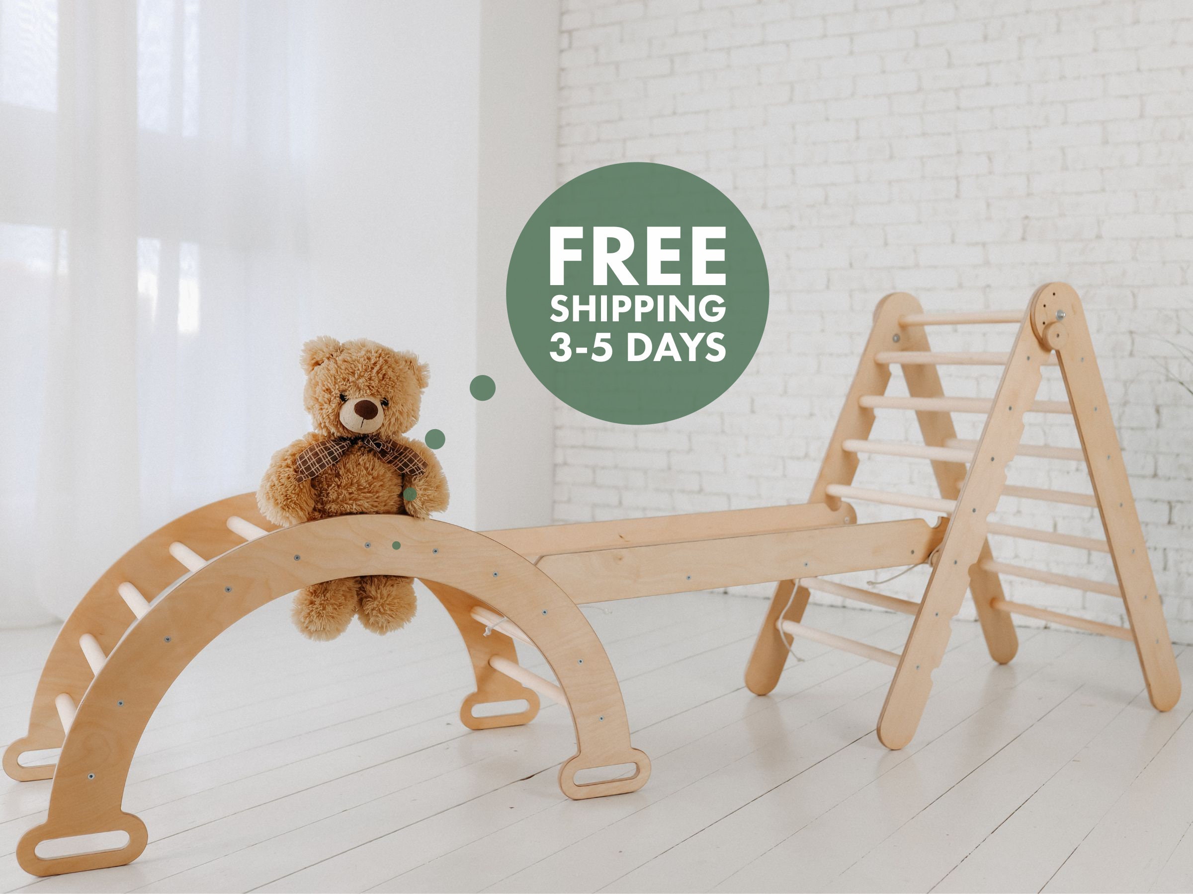 INFANS Juguetes de escalada 8 en 1 para niños pequeños, juego de escalada  Montessori de madera para niños con red de escalada de tobogán, escalera