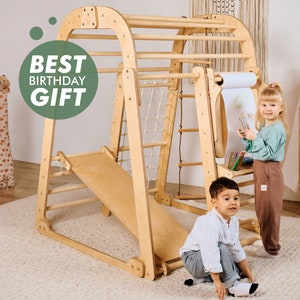 Toddler gift, Indoor Playground for kids, Montessori climbing set, Outdoor play, Outdoor toy, Indoor swing, Toddler climbing gym, Jungle gym image 5