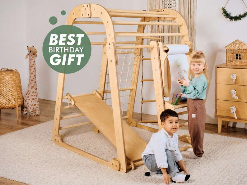 Toddler gift, Indoor Playground for kids, Montessori climbing set, Outdoor play, Outdoor toy, Indoor swing, Toddler climbing gym, Jungle gym image 5