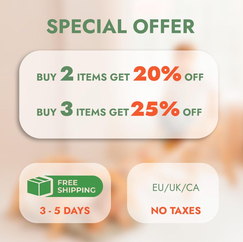 The image is a promotional advertisement for a special offer, featuring a person in the background and text indicating discounts on purchases.
