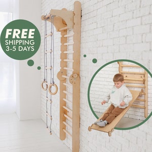 Swedish Ladder, Climbing wall for kids, Toddler Indoor playground, Toddler climbing gym, Montessori play gym, Montessori climber, Play gym