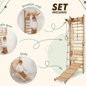 Swedish Ladder, Climbing wall for kids, Indoor playground, Toddler climbing gym, Montessori play gym, Montessori climber, Kids furniture Swedish Wall SET