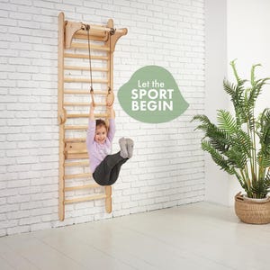 Sprossenwand mit rutsche, Kletterwand kinderzimmer, Indoor Sprossenwand kinderzimmer, Schwedische wand - Kinder turnzimmer Bild 7