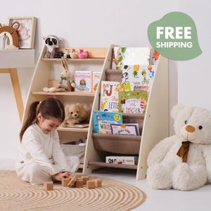 Montessori Shelf: Birch Wood Kids Bookshelf & Toy Storage