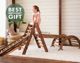 Geschenk für Kinderspielzeug, Kletterdreieck-Set 4in1, Kleinkindgeschenke 1 - 7 Jahre alt, Kletterbogen, Baby- und Kleinkindspielzeug, Montessori-Möbel