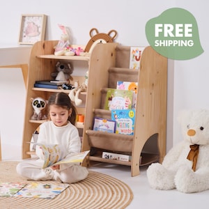 Montessori Shelf: Wood Kids Bookshelf - Toddler Furniture