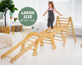 Habitación para niños, Juguetes de madera, Regalo para juguetes para niños, Escalador Montessori, Muebles para niños, regalo para bebés, Parque infantil interior, arco de escalada con almohada