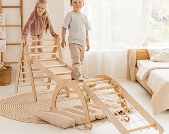 Montessori climbing triangle set 4in1 for Toddlers 1-7 y.o., Montessori Toys, Indoore playground for Kids, Best Birthday Gift